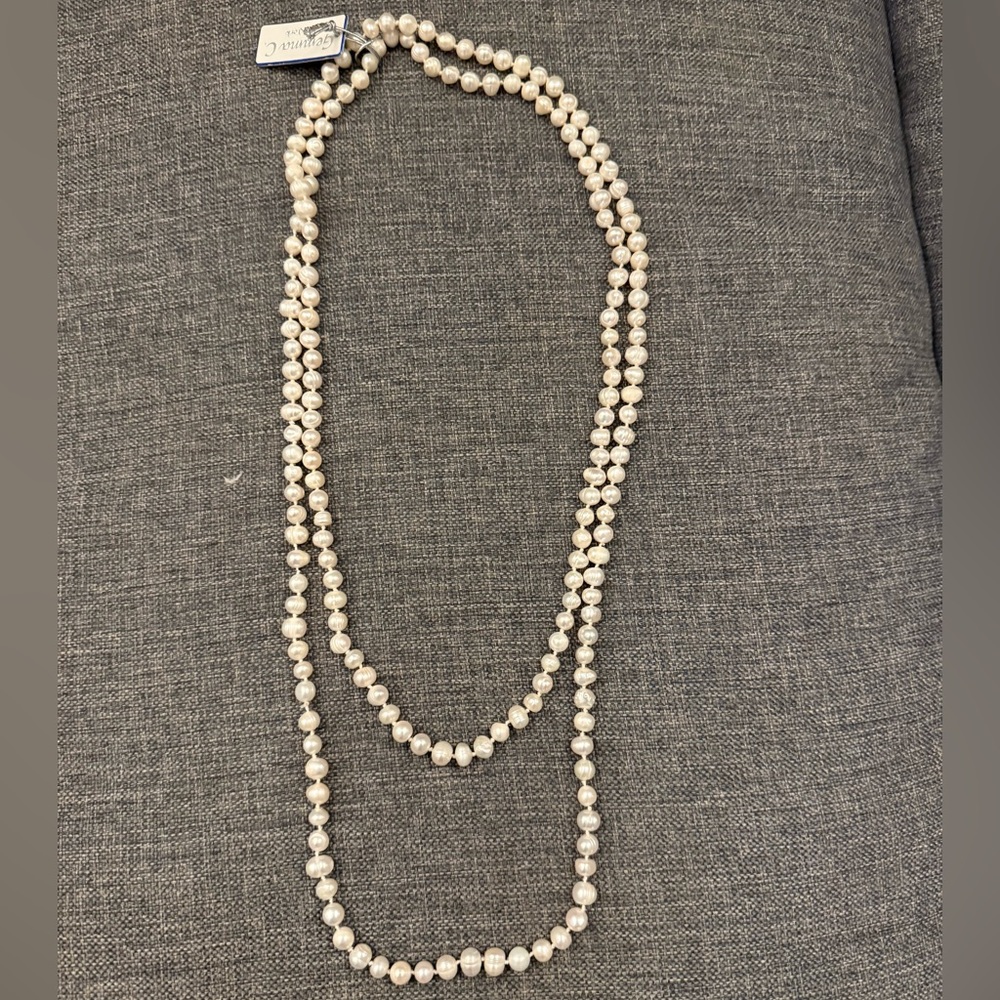 NWT Gemma C Freshwater Pearl White Long Necklace